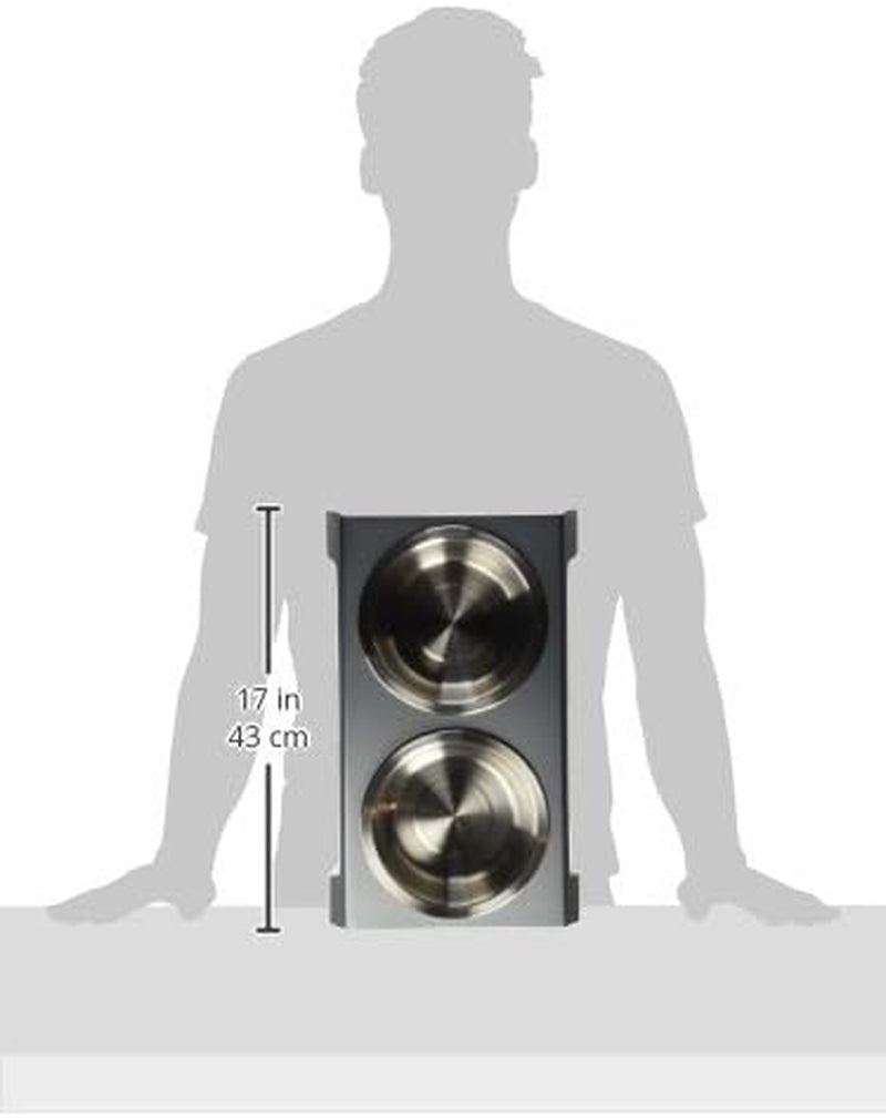 Elevated Dog Bowls, Cat Bowls -- Premium Anodized Aluminum Feeder (Short 4"). Us Food Grade Stainless Steel Raised Bowls,Metallic Gray